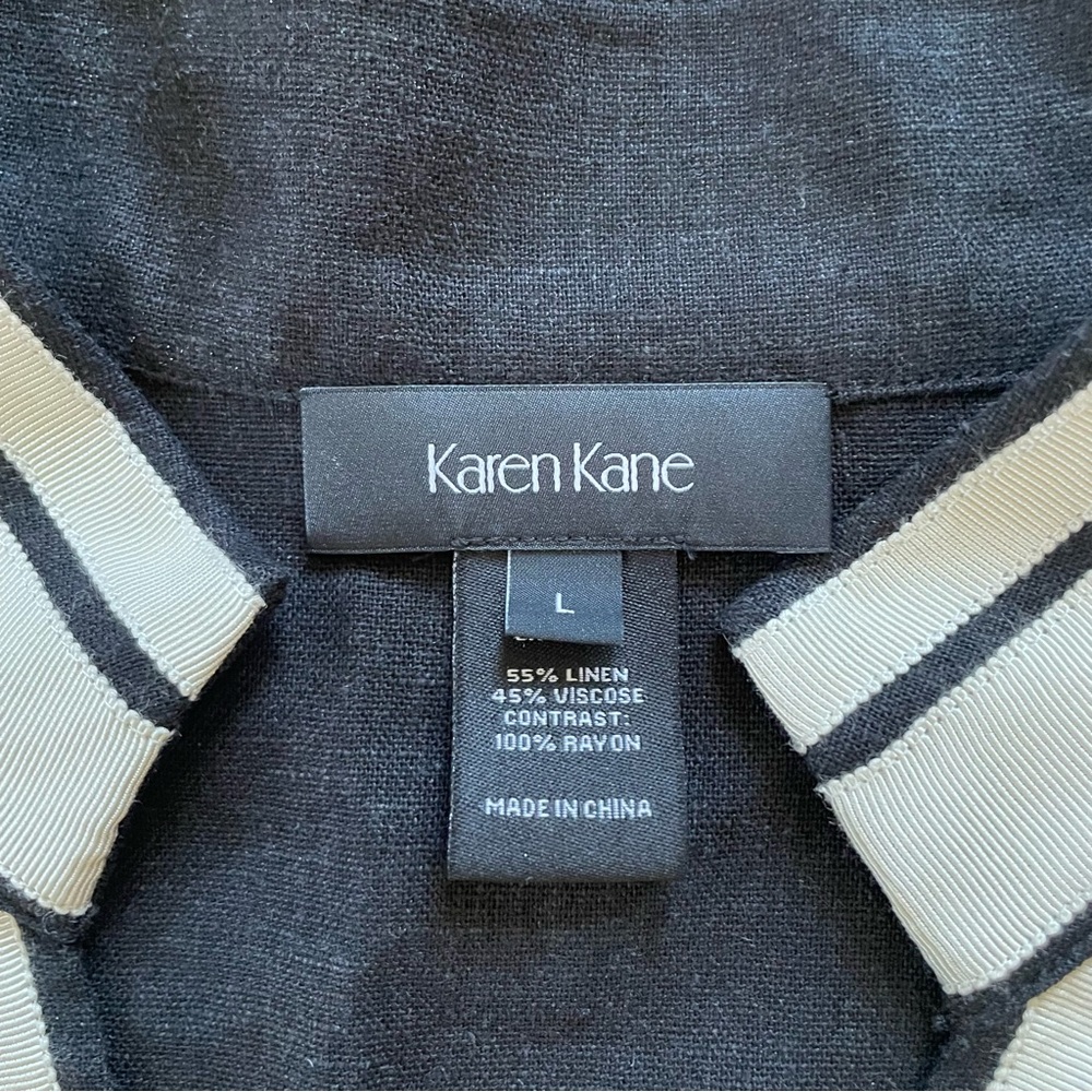Karen Kane St. Tropez Midi black linen dress with white stripes LARGE - Picture 4 of 8